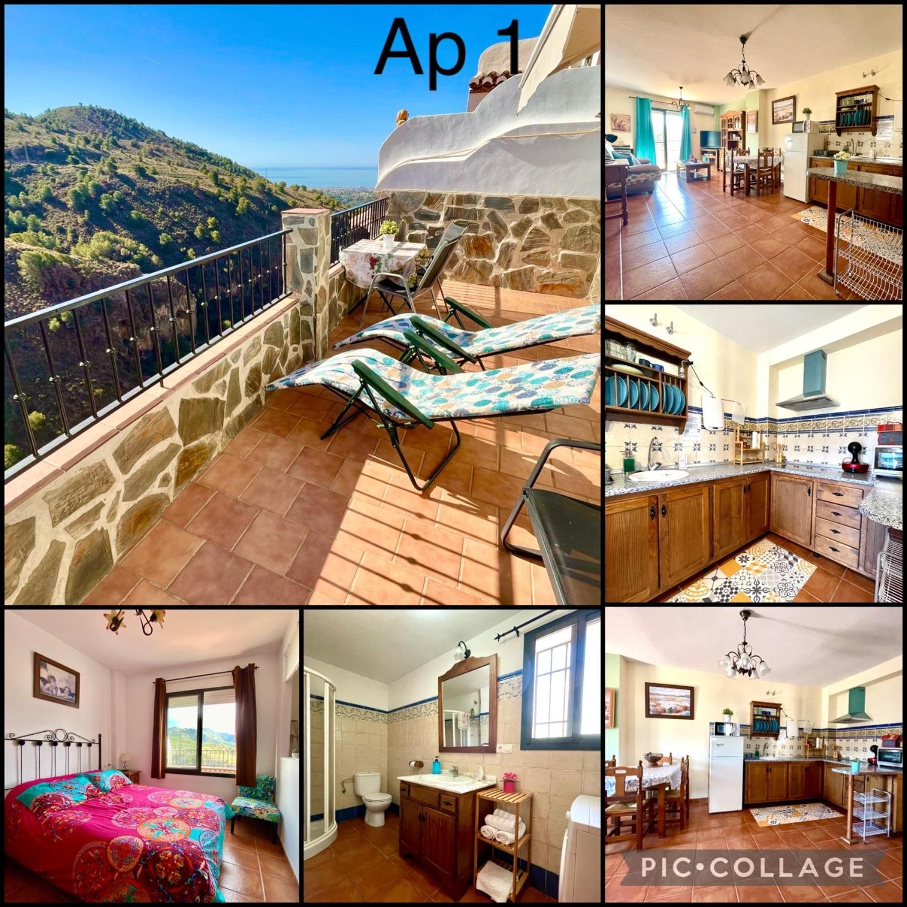 Apartamentos Axarquia 1, terraza privada con vistas a la montaña rio y al mar Frigiliana Exterior foto